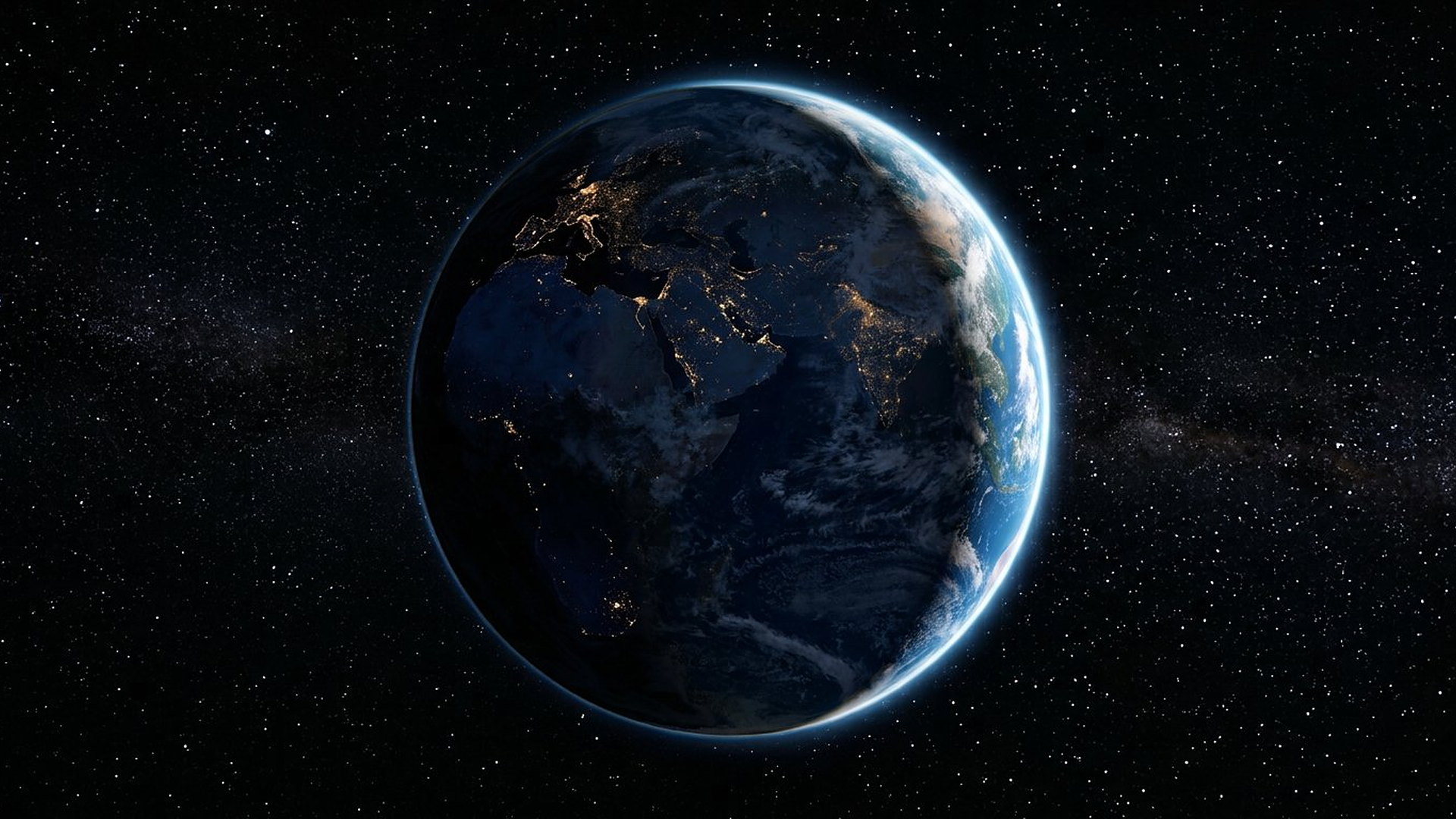 La Terre suspendue dans le noir de l'espace, vue depuis l'orbite